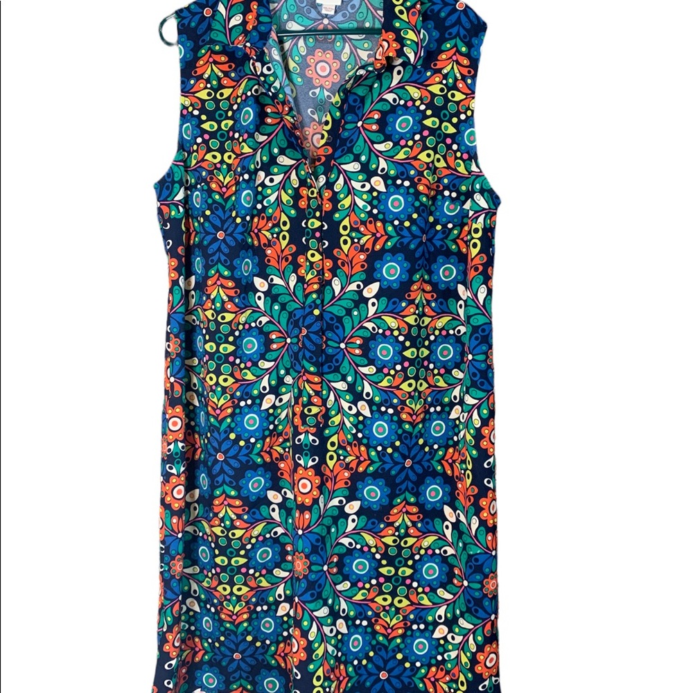 Merona Size XXL Retro Print Colorful sleeveless Dress, polyester, button down
